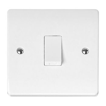 Click Curva 1 Gang 1 Way 10A Plate Switch White CCA010
