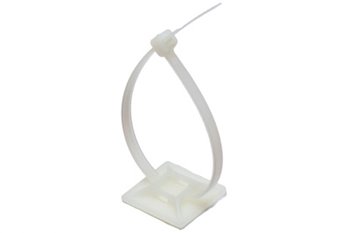 20mm x 20mm Cable Tie Self Adhesive Sticky Base Clear/White HFC14