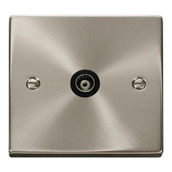 Click Deco 1 Gang Satin Chrome Coaxial Socket Outlet VPSC158BK