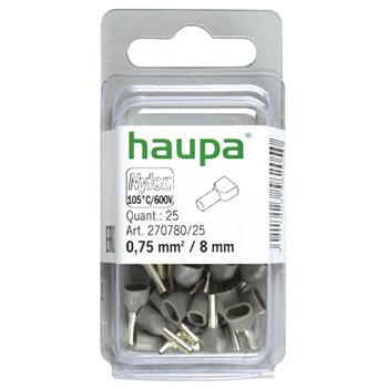 Haupa Grey Bootlace Ferrule 0.75x8mm (25 Pack)