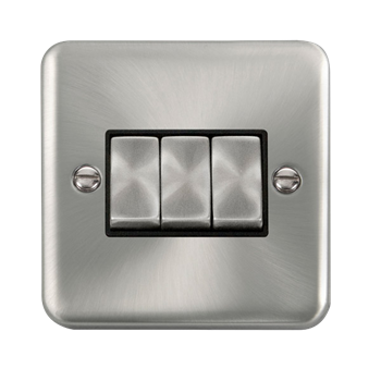 Click Deco Plus 10AX Ingot Satin Chrome 3G 2W Plate Switch DPSC413BK