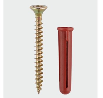 Screws and Red Plastic Rawl Plugs SRPLUGP 4 x 40mm