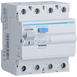 Hager RCCB 4P 63A 100mA A Rated