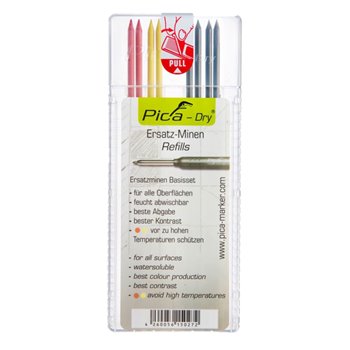 Pica DRY 4020 Refills for Ink Markers 2 x Red, 2 x Yellow, 4 x Black