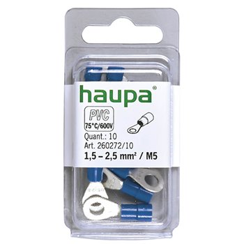 Haupa Crimp Lug Ring 1.5-2.5mm 5mm Ring Red (10 Pack)