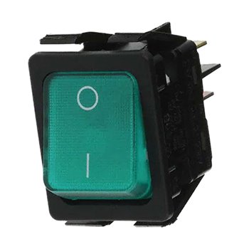 Illuminated Green Rocker Switch DPST On-Off 16A 230v 30x22.1mm 377-9765