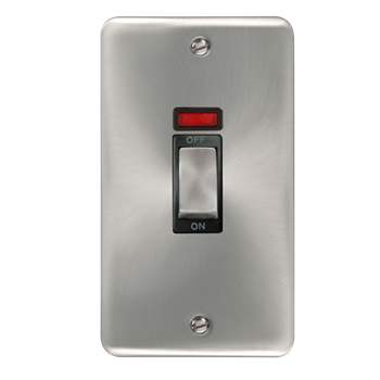 Click Deco Plus 45A 2 Gang Satin Chrome Switch With Neon DPSC503BK