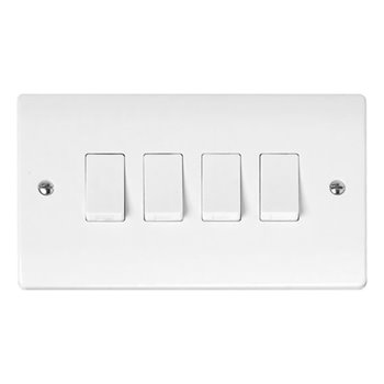 Click Curva 4 Gang 2 Way 10A Switch White CCA019