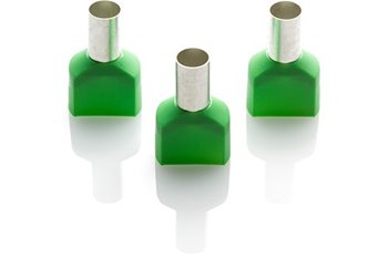 Partex Bootlace Ferrule 16mm Twin Green (100 Pack)