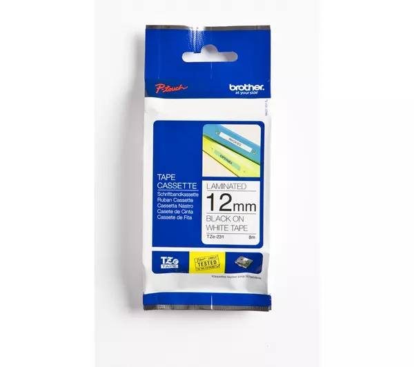 Brother 12mm Black on White Printer Tape (CHTZE231)