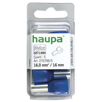 Haupa Blue Bootlace Ferrule 16x16mm TW (Pack of 5)