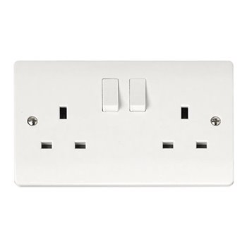 Click Curva 2 Gang 13A Switched Socket White CCA606