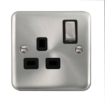 Click Deco Plus Switched Socket 1 Gang 13A Satin Chrome DPSC535BK