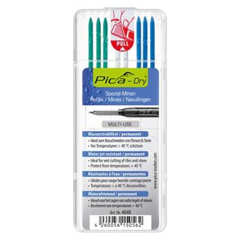 Pica DRY 4040 Refills for Ink Markers 3 x Green, 2 x White, 3 x Blue