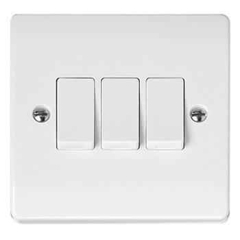 Click Curva 3 Gang 2 Way 10A Switch White CCA013