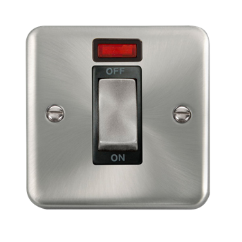 Click Deco Plus 45A 1G Satin Chrome 2P Plate Switch Neon DPSC501BK