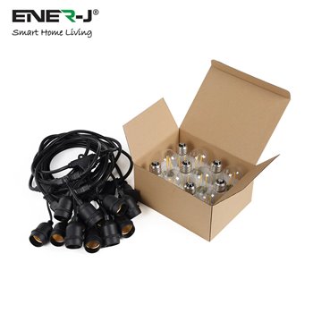 Festoon Harness Party Light Set 15.2m 2700k E27 230V Lamp IP65 Ener-J