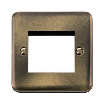 Click Deco Plus 1 Gang Antique Brass New Media™ Unfurnished Plate - 2 Apertures DPAB311