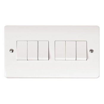 Click Mode 6 Gang 2 Way Switch White CMA105