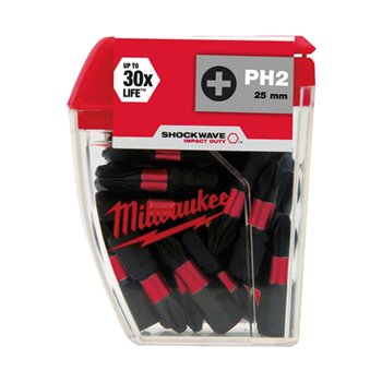 Milwaukee Shockwave Impact 25 x PZ2 Drill Bits 25mm 4932399590