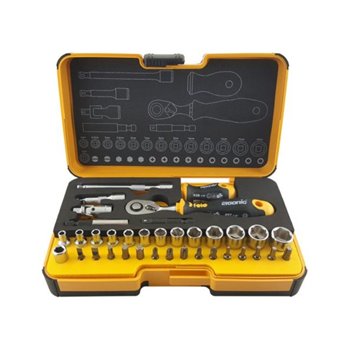 Felo R-GO XL Box 1/4" Ergonic Ratchet 36 Piece Socket Set 057 836 16