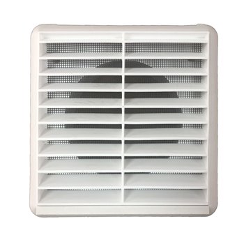 100mm Louvred Grille With Flyscreen Mesh Round Spigot White VKC244WF/S