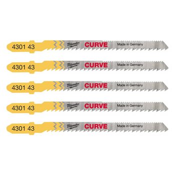 Milwaukee Curve Cutting Jigsaw Blades 75mm x 2.5mm (5 Pk) 4932430143