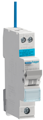 HAGER 1P 6KA RCBO B CURVE -10A, 30MA TYPE A