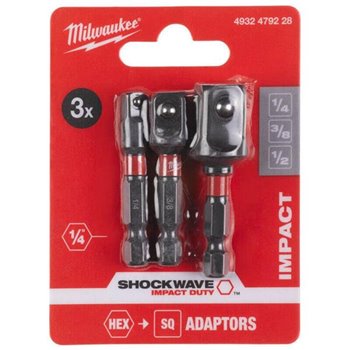 Milwaukee Adaptor Set Hex to 1/4, 3/8, 1/2