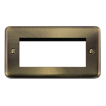 Click Deco Plus 2 Gang Antique Brass New Media™ Unfurnished Plate - 4 Apertures DPAB312
