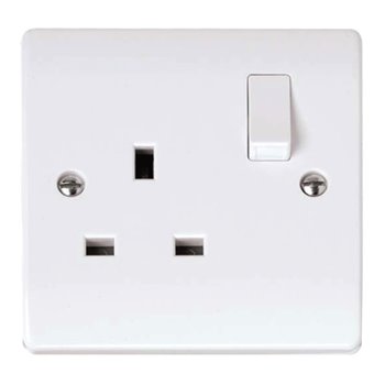 Click Curva 1 Gang 13A Switched Socket White CCA605