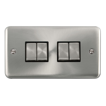 Click Deco Plus 10AX 4 Gang 2 Way Satin Chrome Plate Switch DPSC414BK