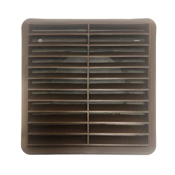 100mm Louvred Grille With Flyscreen Mesh Round Spigot Brown VKC244BF/S
