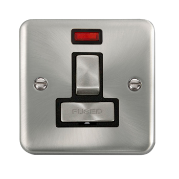 Click Deco Plus Satin Chrome 13A Ingot Double Pole Switched Fused Connection Unit With Neon DPSC752BK