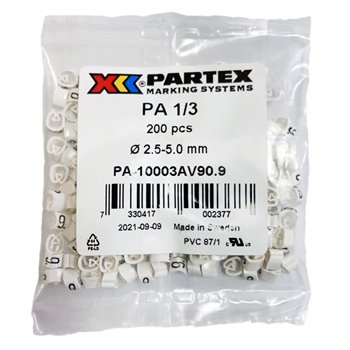 Partex Pack of 200 White Cable Markers 9 PA13/CCMP-9