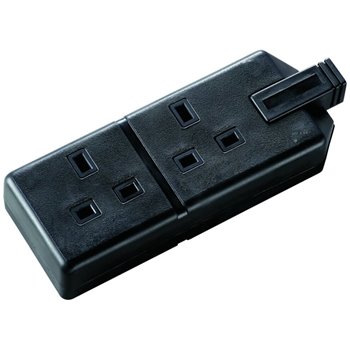 Trailing Socket 2G 13A Fused Black Permaplug