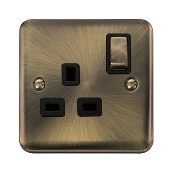Click Deco Plus 13A 1 Gang Antique Brass Switched Socket DPAB1535BK