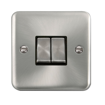 Click Deco Plus 10AX Ingot 2G 2W Satin Chrome Plate Switch DPSC412BK